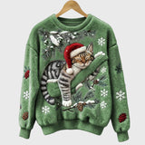 Stefany | Fuzzy jumper with cat for the festive season