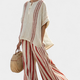 Vanessa - Elegant Red Striped Set