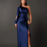 Satin One-Shoulder Dress in Elegant Valeria Style
