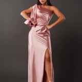Satin One-Shoulder Dress in Elegant Valeria Style
