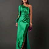 Satin One-Shoulder Dress in Elegant Valeria Style
