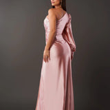 Satin One-Shoulder Dress in Elegant Valeria Style