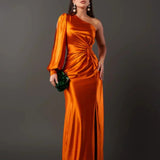 Satin One-Shoulder Dress in Elegant Valeria Style