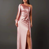 Satin One-Shoulder Dress in Elegant Valeria Style