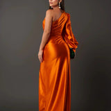 Satin One-Shoulder Dress in Elegant Valeria Style