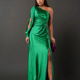 Satin One-Shoulder Dress in Elegant Valeria Style