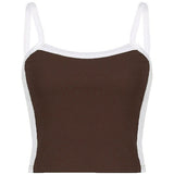 Vintage Crop Cami Top with Contrast Stripe