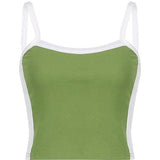 Vintage Crop Cami Top with Contrast Stripe