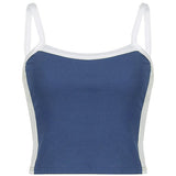 Vintage Crop Cami Top with Contrast Stripe