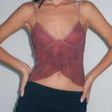 Crisscross Mesh Crop Cami Top