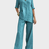 Susana - Two-Piece Set with Half-Sleeve Top and Straight Trousers