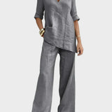 Susana - Two-Piece Set with Half-Sleeve Top and Straight Trousers