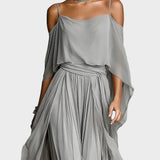 Isabela - Grey Set with Spaghetti Strap Top and Lightweight Trousers