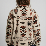 Women’s Cosy Fleece Zip-Up Sweatshirt – Geometric Winter Print