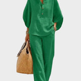 Mariel – Cotton-Linen Set with Wide Trousers