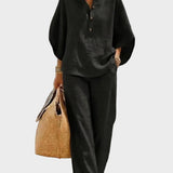 Mariel – Cotton-Linen Set with Wide Trousers