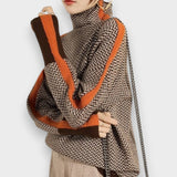 May | Luxurious Roll Neck Jumper with Herringbone Pattern