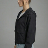 Women’s Black Cropped Spring Jacket Lightweight Hooded Casual Outerwear
