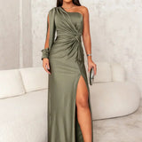 Satin One-Shoulder Dress in Elegant Valeria Style