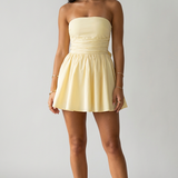 Livia Ruched Strapless Mini Dress