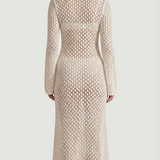 Elara Open-Knit Long Sleeve Maxi Dress