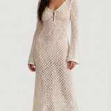 Elara Open-Knit Long Sleeve Maxi Dress