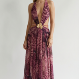 Serena Wild Halter Cut-Out Maxi Dress