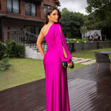 Satin One-Shoulder Dress in Elegant Valeria Style